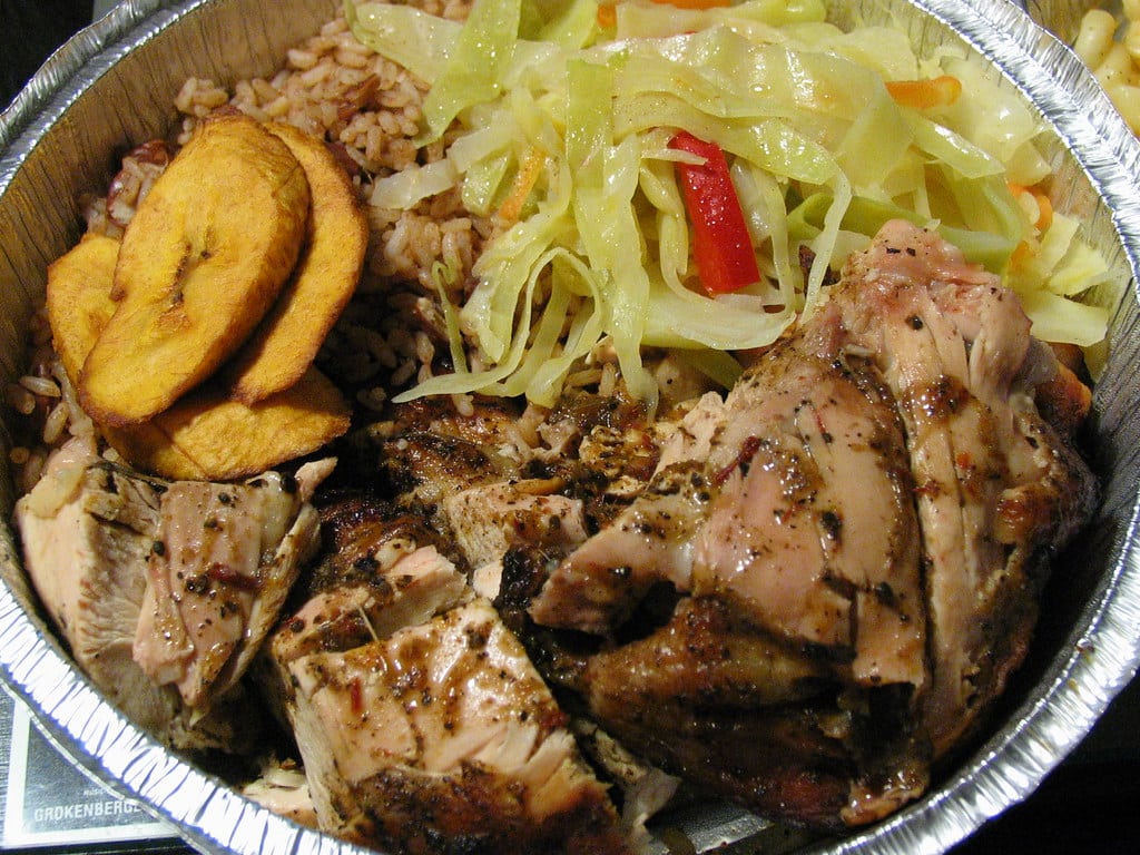 Title: Jamaican Food
Author: Leigh Kelsey 
Source: https://www.flickr.com/photos/madflowr/4205568038/in/photostream/
Licence: Creative comms